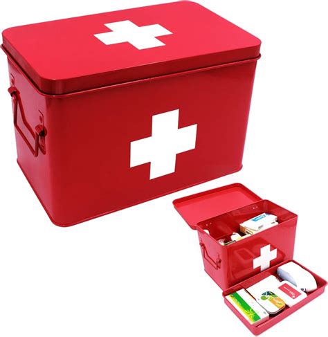 vintage big metal first aid box with drawers|Metal Vintage First Aid Box .